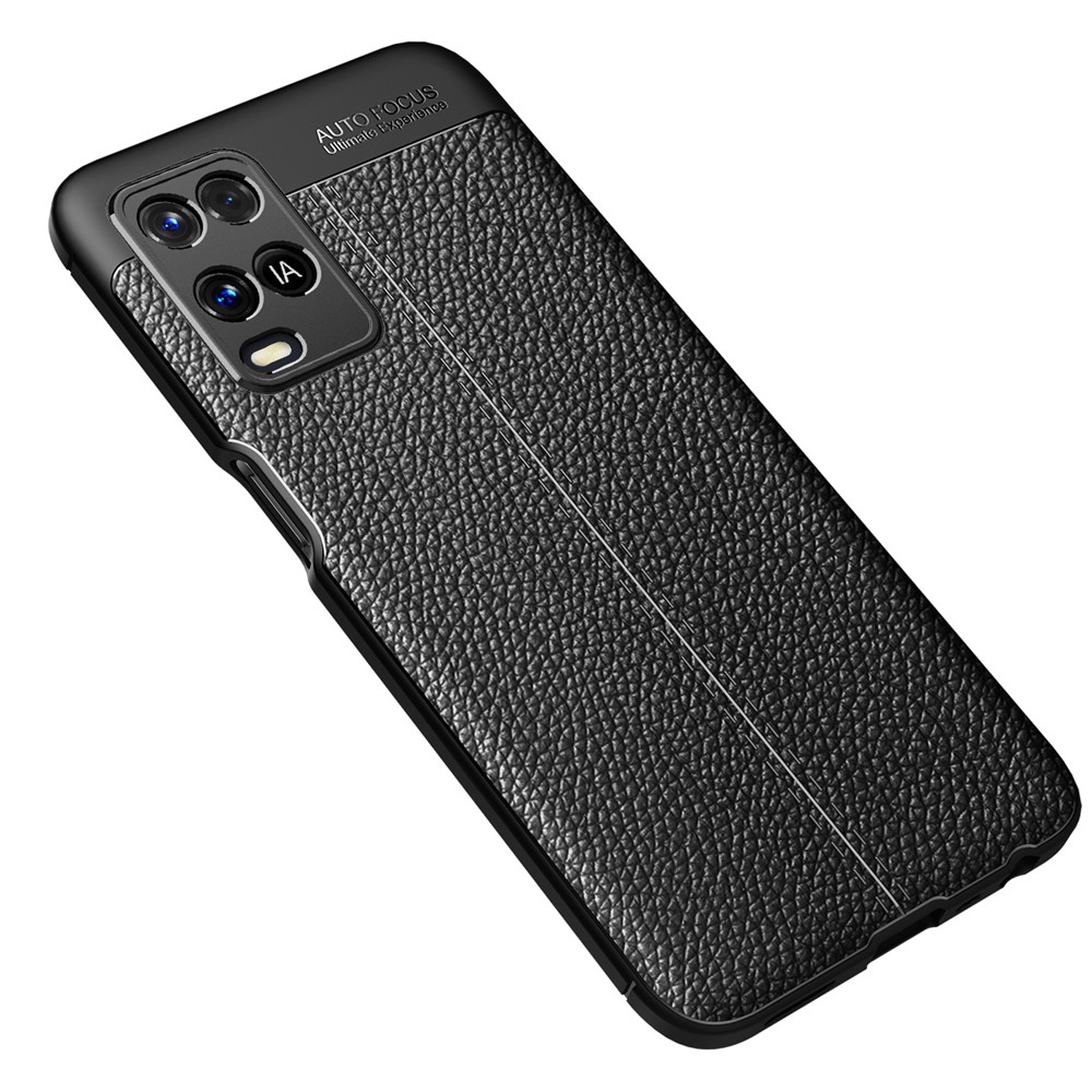 Litchi Texture TPU Phone Back Case Soft Protection Cover for Oppo A54 4G - Black-4