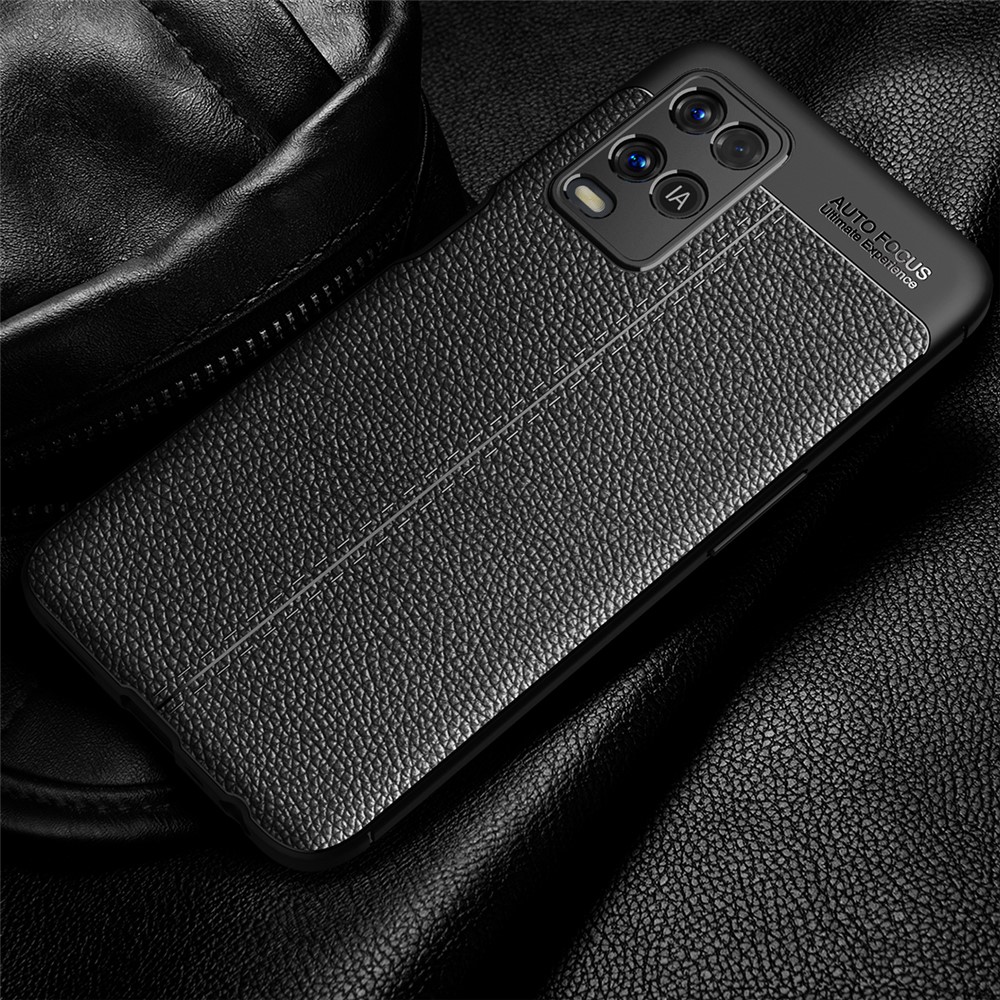 Litchi Texture TPU Phone Back Case Soft Protection Cover for Oppo A54 4G - Black-5