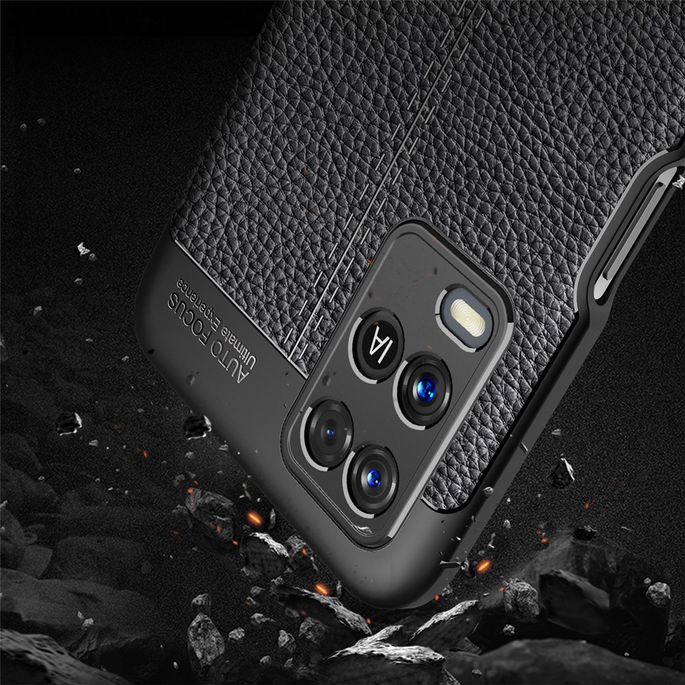 Litchi Texture TPU Phone Back Case Soft Protection Cover for Oppo A54 4G - Black-7