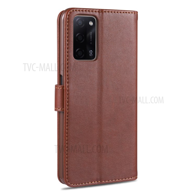 AZNS TPU + PU Leather Phone Protective Case for Oppo A55 5G - Brown-3