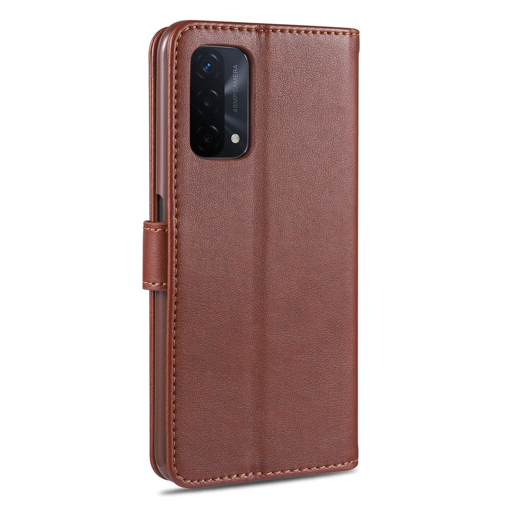 AZNS PU le Cuir Portefeuille Couverture de Téléphone Mobile Pour Oppo A93 5G / A74 5G - Brun-3