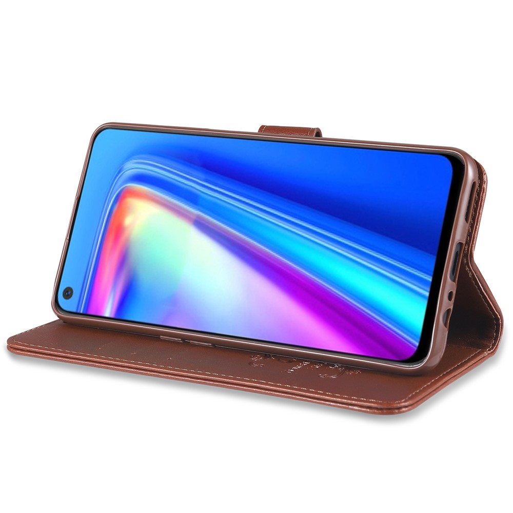 Azns pu Leather Willet Stand Cover de Teléfono Móvil Para Oppo A93 5G/A74 5G - Marrón