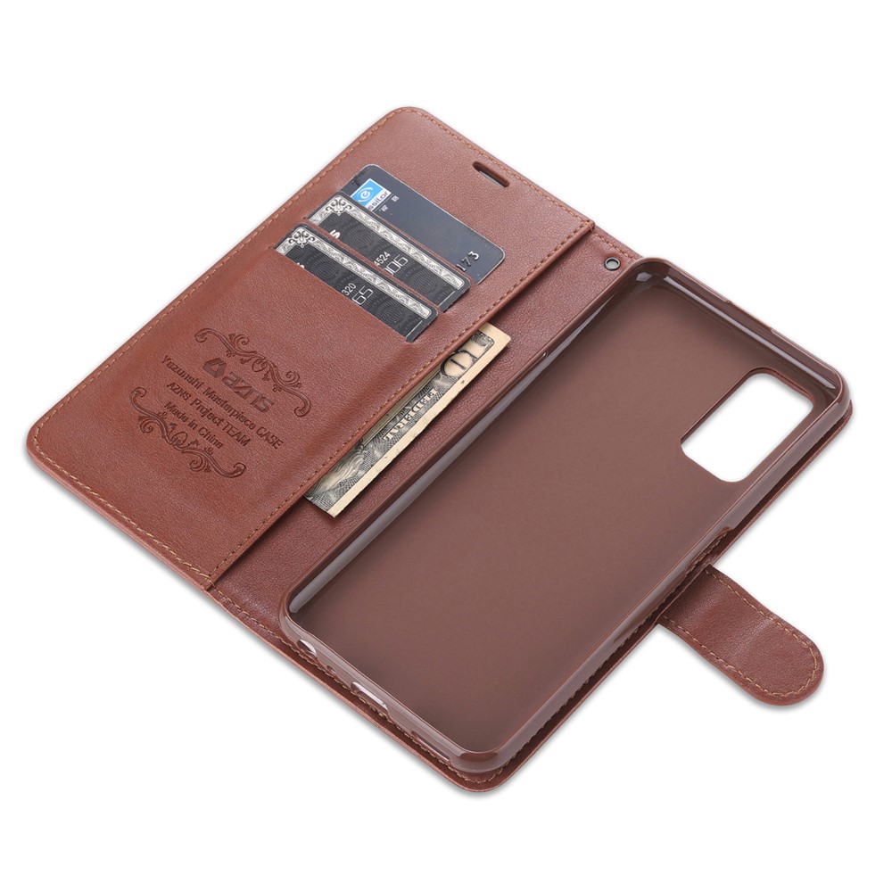 AZNS PU Leather Wallet Stand Mobile Phone Cover for Oppo A93 5G/A74 5G - Brown-8