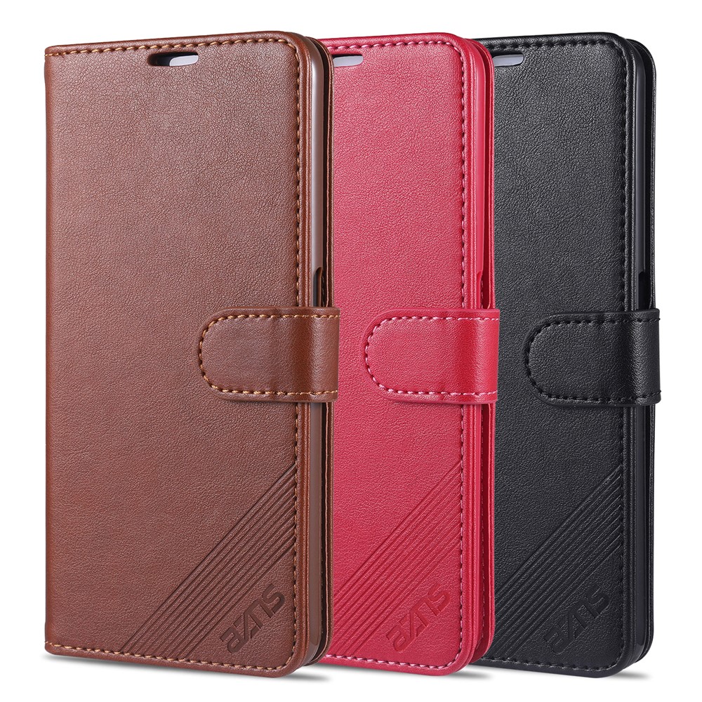 AZNS PU Leather Wallet Stand Mobile Phone Cover for Oppo A93 5G/A74 5G - Brown-9