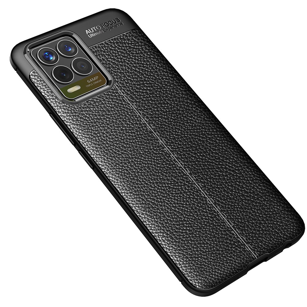 Litchi Texture TPU Cell Phone Back Case Cover for Realme 8 Pro / Realme 8 - Black-2