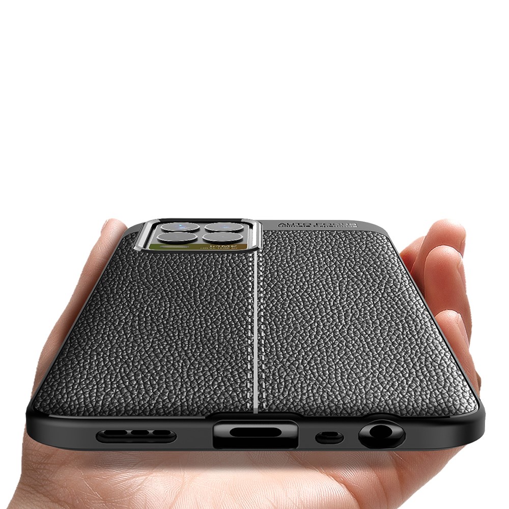 Litchi Texture TPU Cell Phone Back Case Cover for Realme 8 Pro / Realme 8 - Black-3