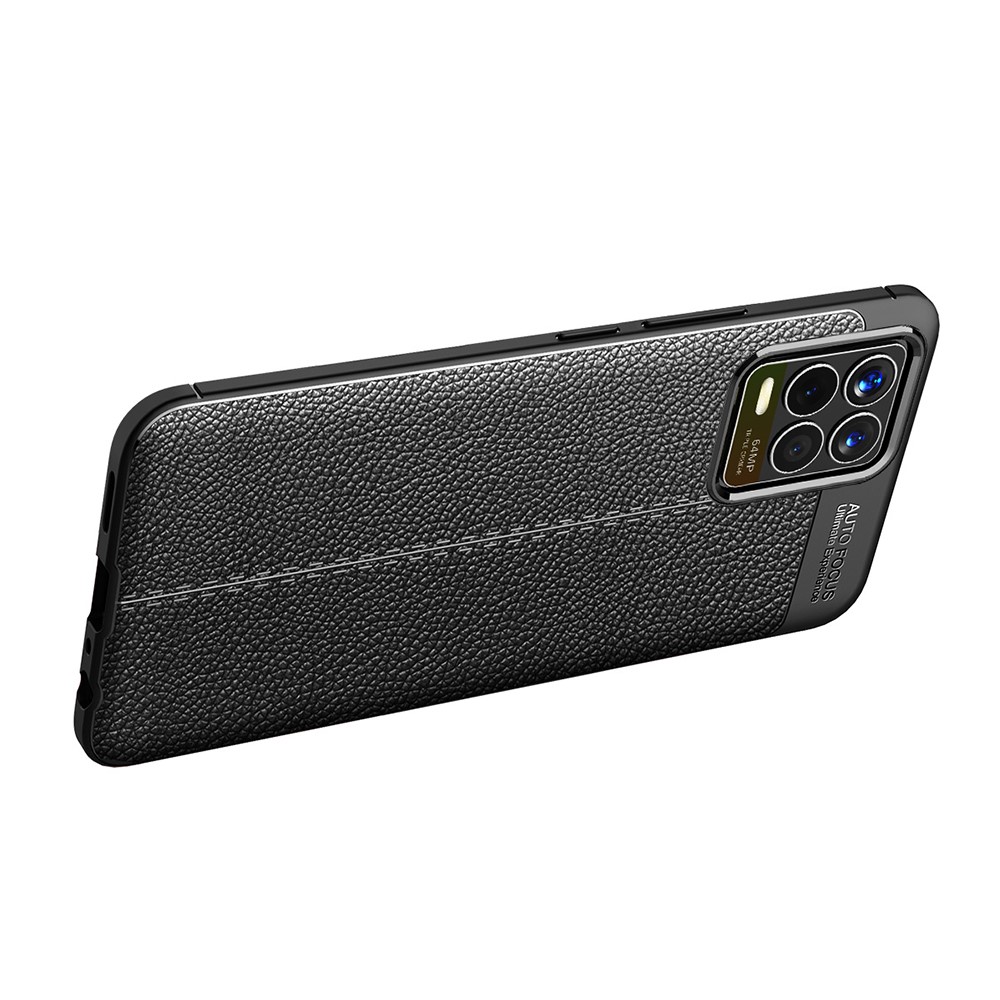 Litchi Texture TPU Cell Phone Back Case Cover for Realme 8 Pro / Realme 8 - Black-4