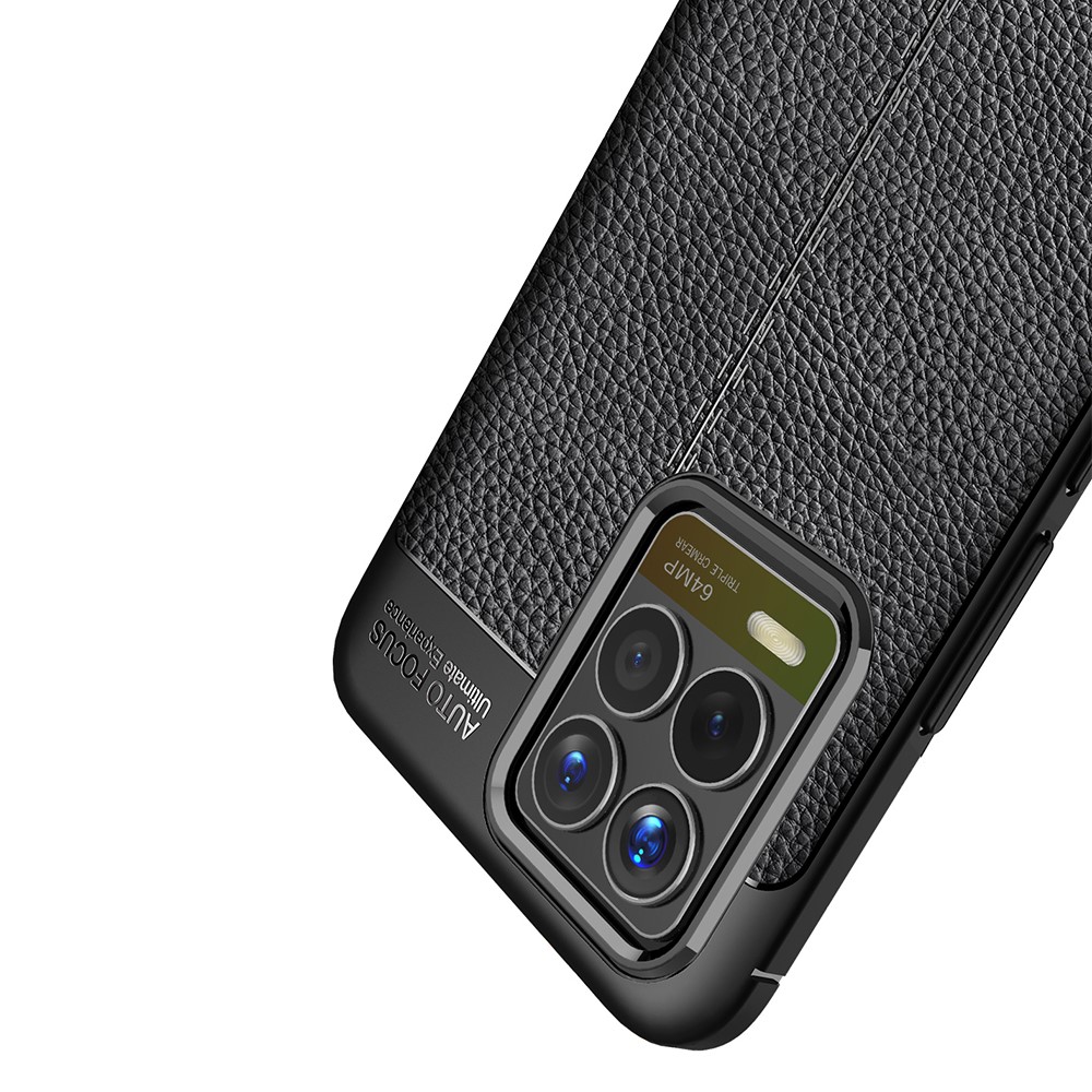 Litchi Texture TPU Cell Phone Back Case Cover for Realme 8 Pro / Realme 8 - Black-7