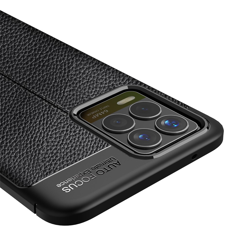 Litchi Texture TPU Cell Phone Back Case Cover for Realme 8 Pro / Realme 8 - Black-8
