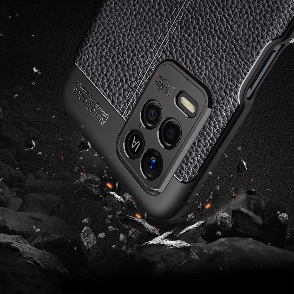 Litchi Texture Flexible TPU Cell Phone Back Case Cover for Realme V13 5G - Black-3