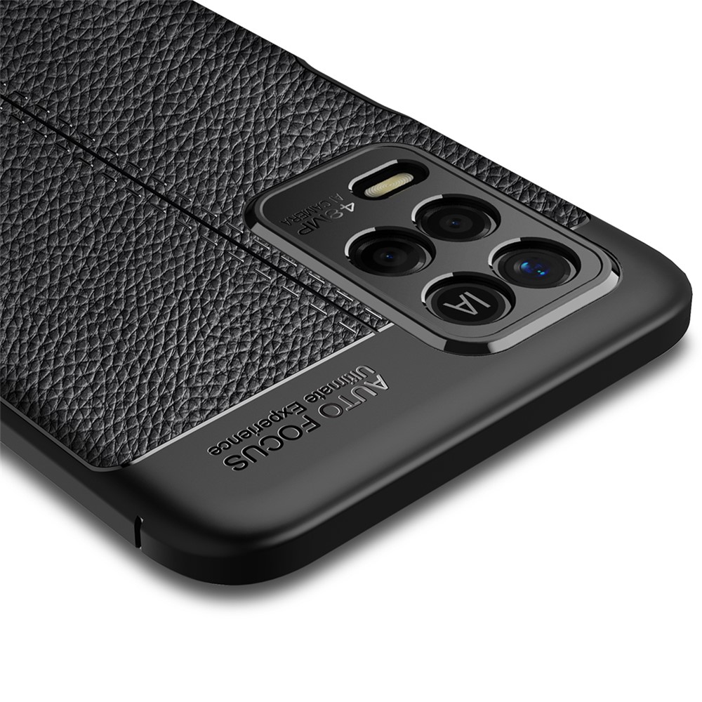 Litchi Texture Flexible TPU Cell Phone Back Case Cover for Realme V13 5G - Black-4