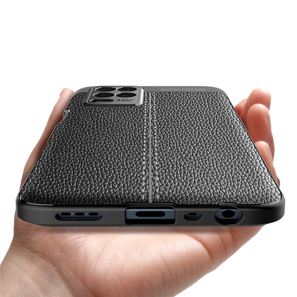 Litchi Texture Flexible TPU Cell Phone Back Case Cover for Realme V13 5G - Black-5