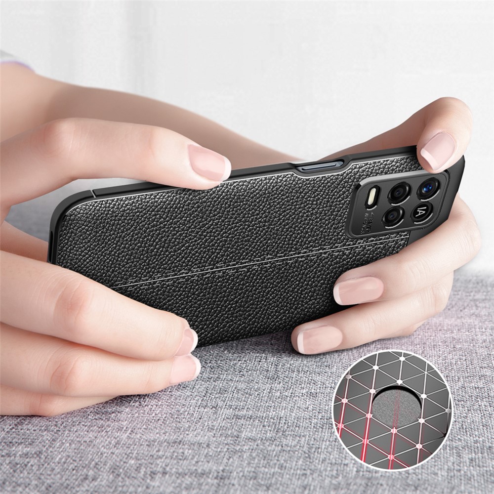 Litchi Texture Flexible TPU Cell Phone Back Case Cover for Realme V13 5G - Black-6