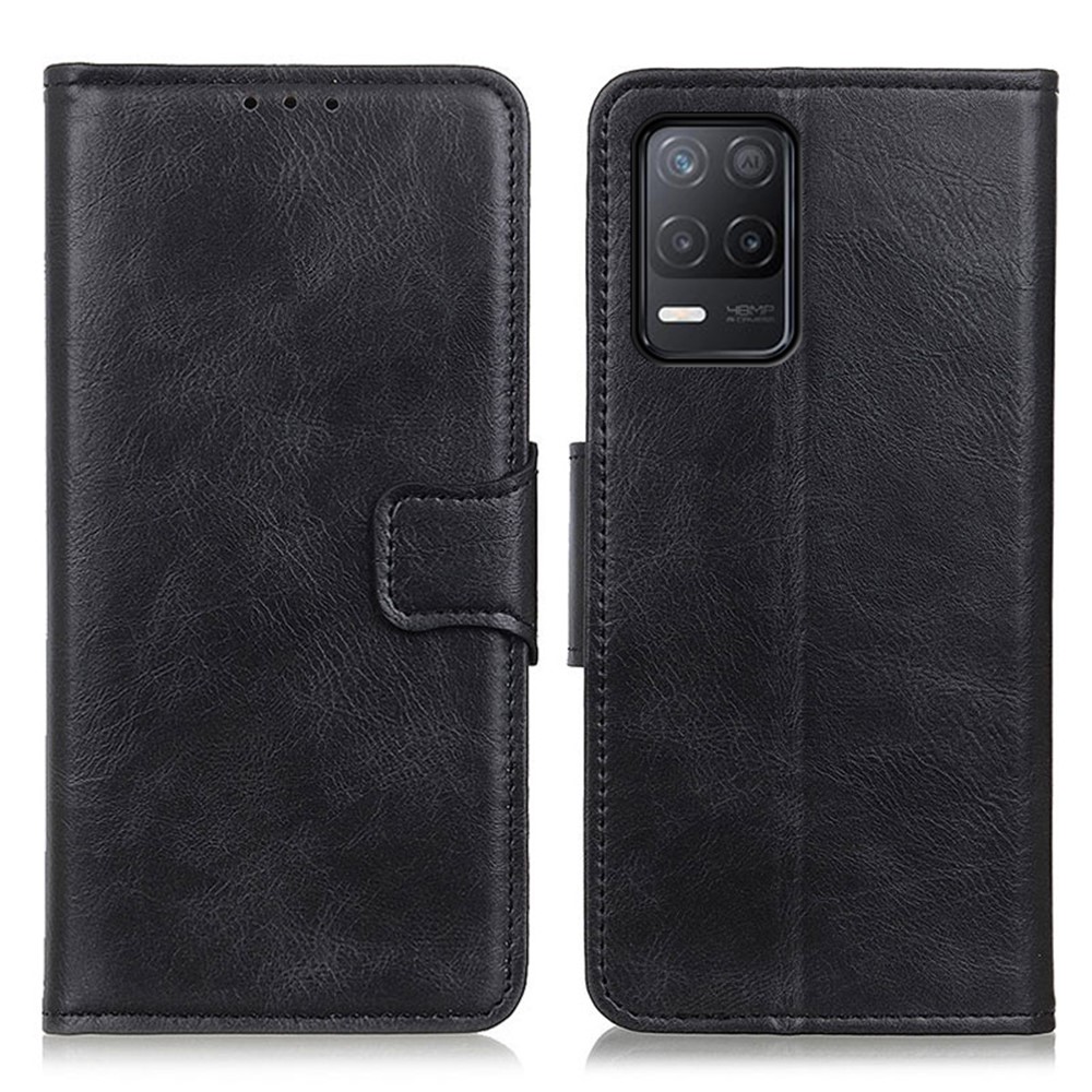 Crazy Horse Wallet Stand Leather Case for Realme V13 5G / Realme 8 5G - Black-1