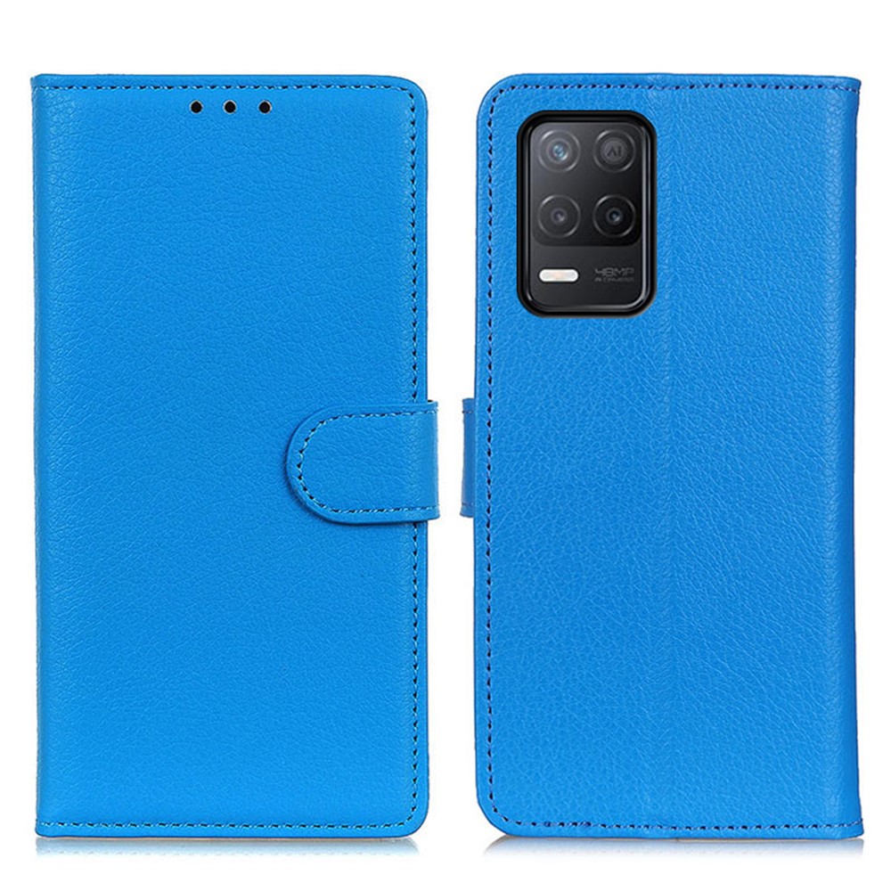Litchi Texture Leather Wallet Stand Flip Case for Realme V13 5G - Blue-1