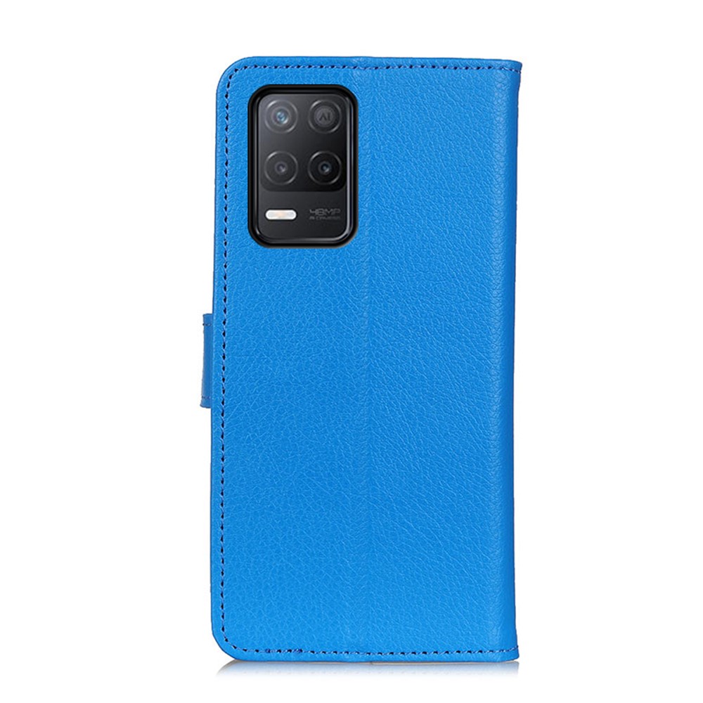 Litchi Texture Leather Wallet Stand Flip Case for Realme V13 5G - Blue-4