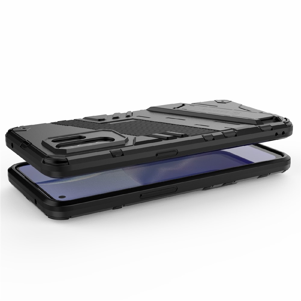 Foldable Kickstand Design PC + TPU Hybrid Phone Protection Case Cover for Oppo Reno5 Z 5G - Black-5