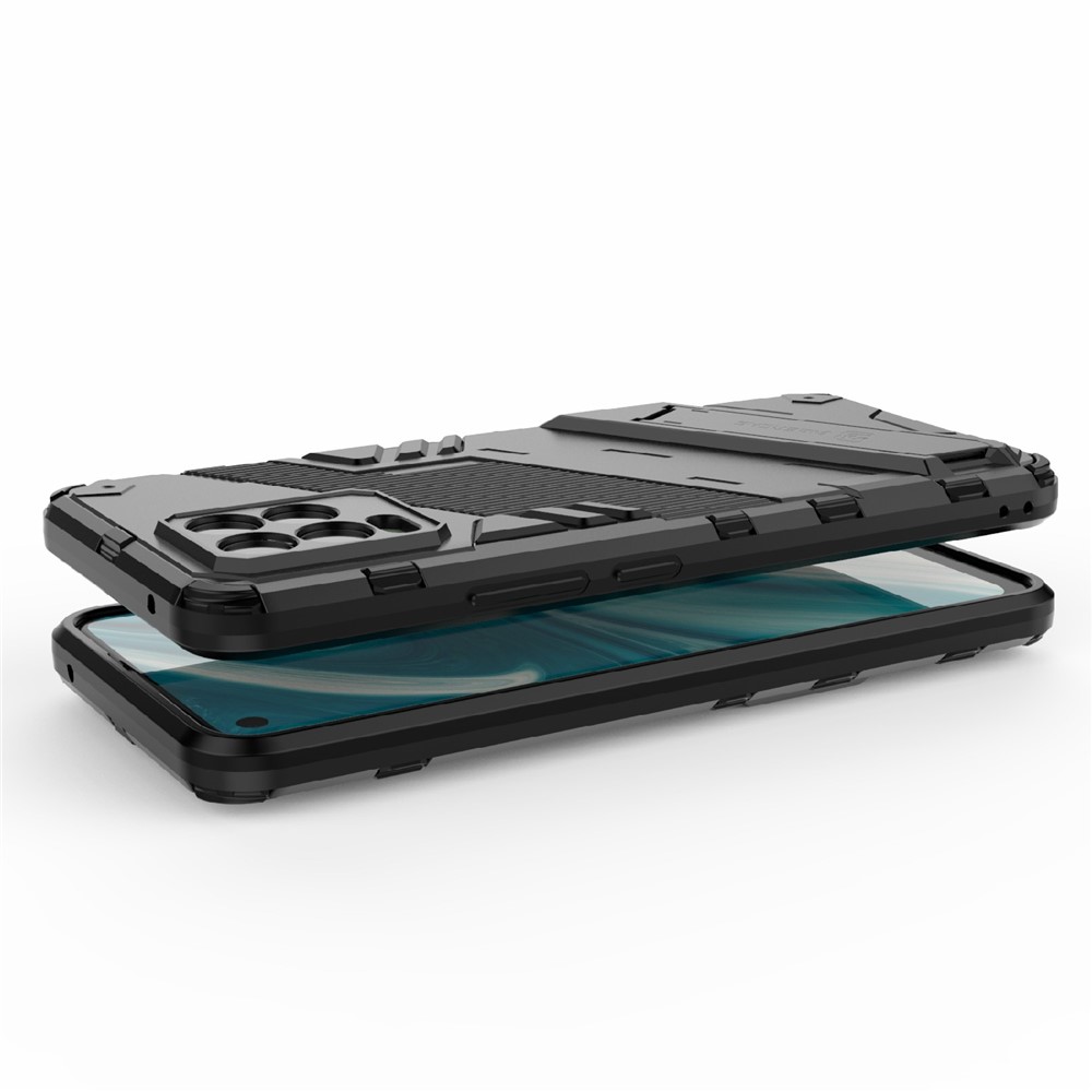 Foldable Kickstand PC + TPU Shockproof Hybrid Phone Back Case Cover for Realme 8 - Black-5