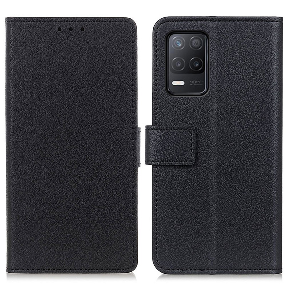 PU Leather Wallet Stand Protective Phone Cover for Realme V13 5G/Realme 8 5G - Black-1