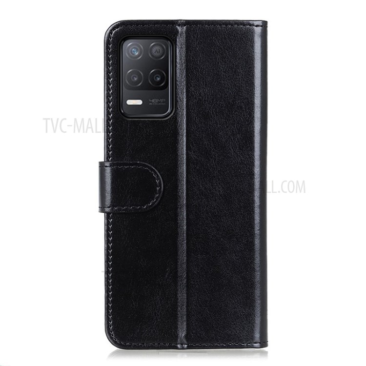 Crazy Horse Texture Leather Wallet Stand Cellphone Shell Case for Realme V13 5G/8 5G - Black-4
