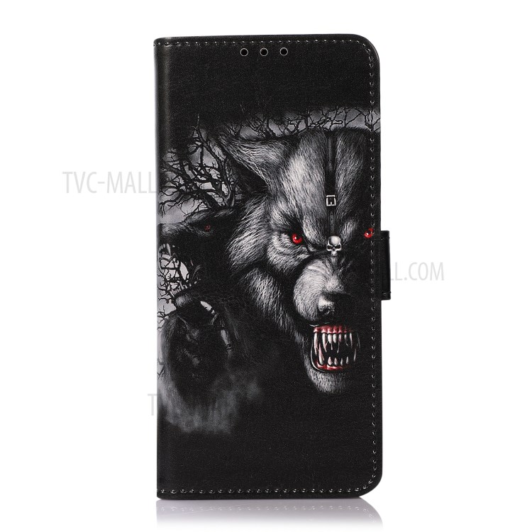 For Oppo F19/Oppo A74 4G Pattern Printing Leather Case Phone Cover Wallet Stand - Scary Wolf-2