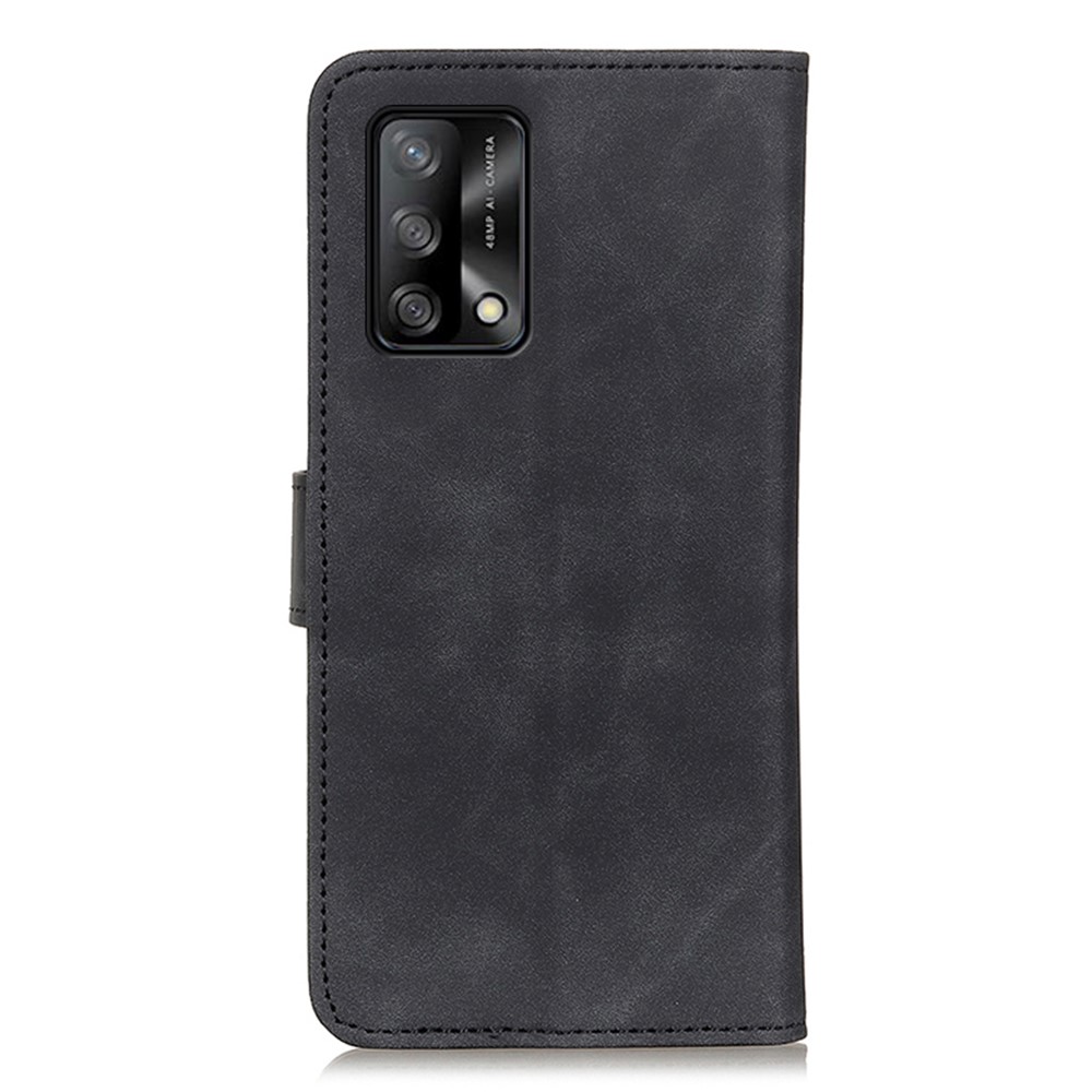 KHAZNEH Retro Style Folio Flip PU Leather Wallet Stand Case Shell for Oppo F19 / A74 4G - Black-3