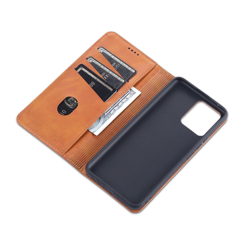 AZNS Auto-absorbed Magnetic Stand Wallet Case Leather Phone Shell for Realme 8/8 Pro - Brown-6