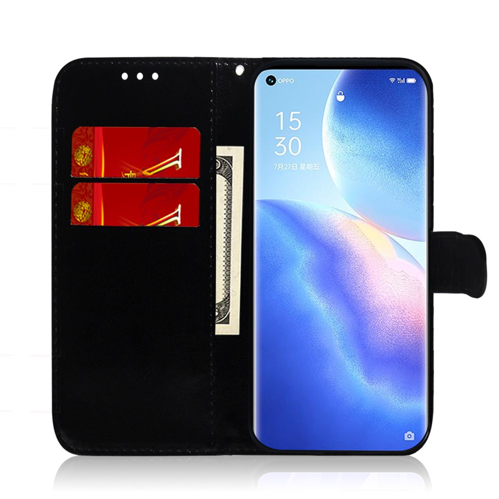 Mirror-like Surface Wallet Stand Leather Case for Oppo Find X3 Neo / Reno5 Pro+ 5G - Blue-7