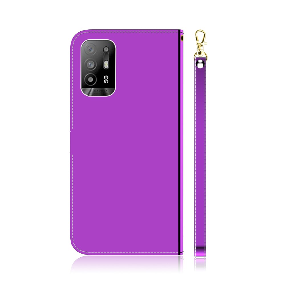 Custodia In Pelle Portafoglio A Portafoglio A Specchio Per OPPO A94 5G / OPPO F19 Pro + 5G / Oppo Reno5 Z. - Viola