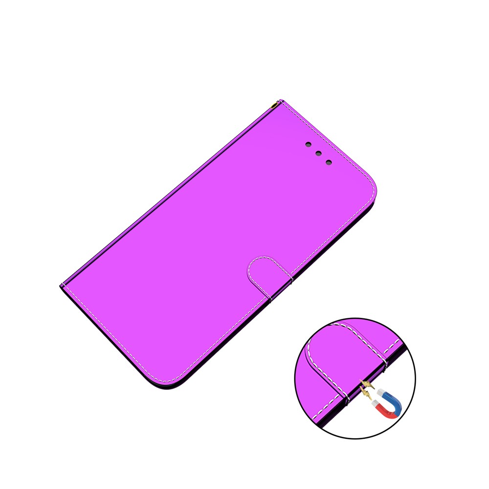 Mirror-like Surface Wallet Stand Leather Case for Oppo A94 5G / Oppo F19 Pro+ 5G / Oppo Reno5 Z - Purple-11