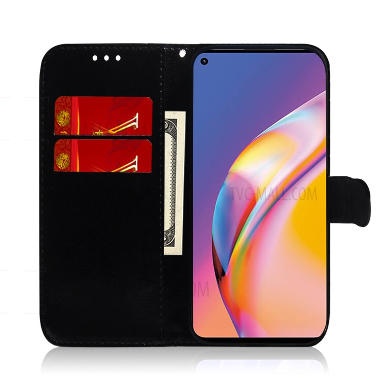 Mirror-like Surface Wallet Stand Leather Case for Oppo A94 / Oppo F19 Pro / Oppo Reno5 F - Silver-7