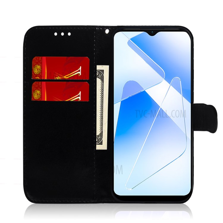 Mirror-like Surface Wallet Case Stand Leather Case for Oppo A55 5G / Oppo A54 4G / Realme V11 5G - Blue-7