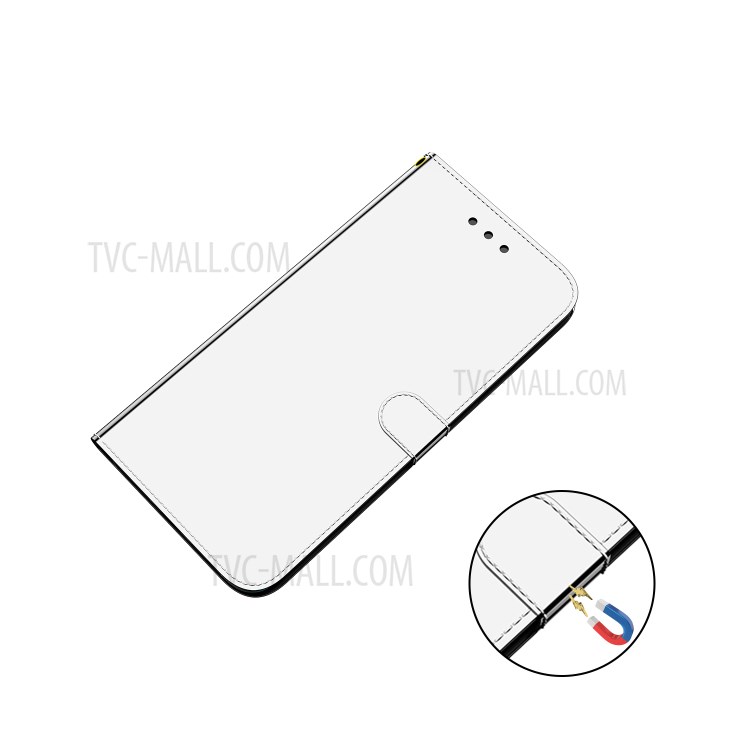 Wallet Design Mirror-like Surface Stand Leather Case for Oppo Reno5 Pro 5G - Silver-11