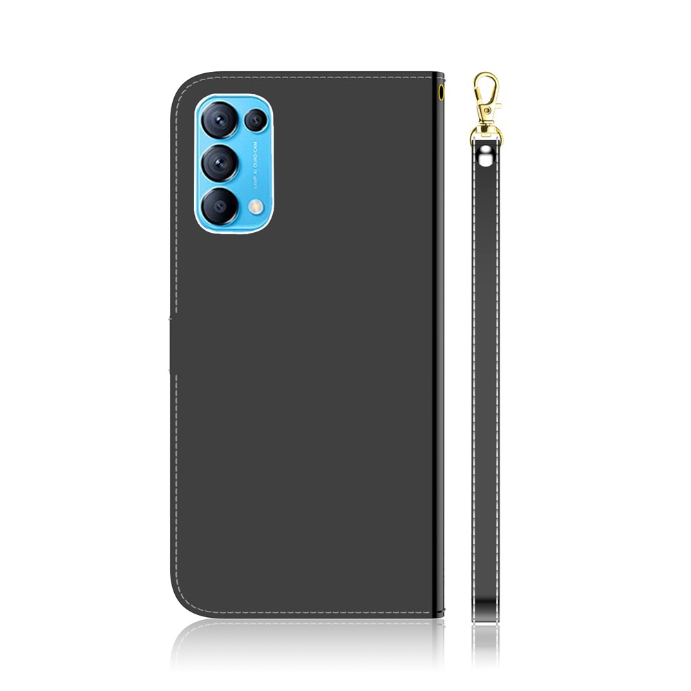 Mirror-like Surface Wallet Stand Leather Cover Case for Oppo Reno5 4G / Oppo Reno5 K / Oppo Find X3 Lite / Oppo Reno5 5G - Black-10