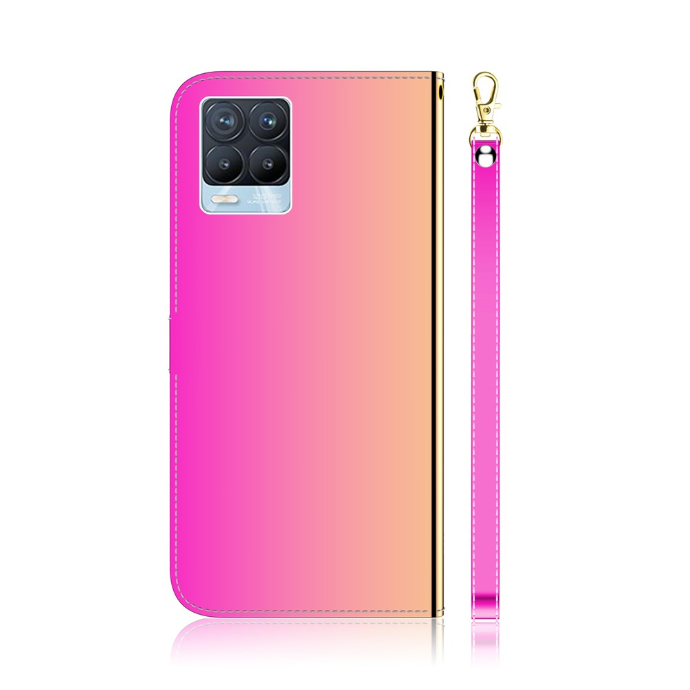Mirror-like Surface Wallet Stand Leather Case for Realme 8 / Realme 8 Pro - Rose-10