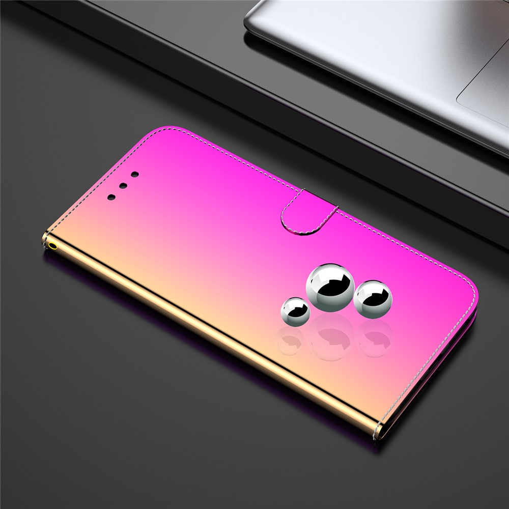 Mirror-like Surface Wallet Stand Leather Case for Realme 8 / Realme 8 Pro - Rose-2