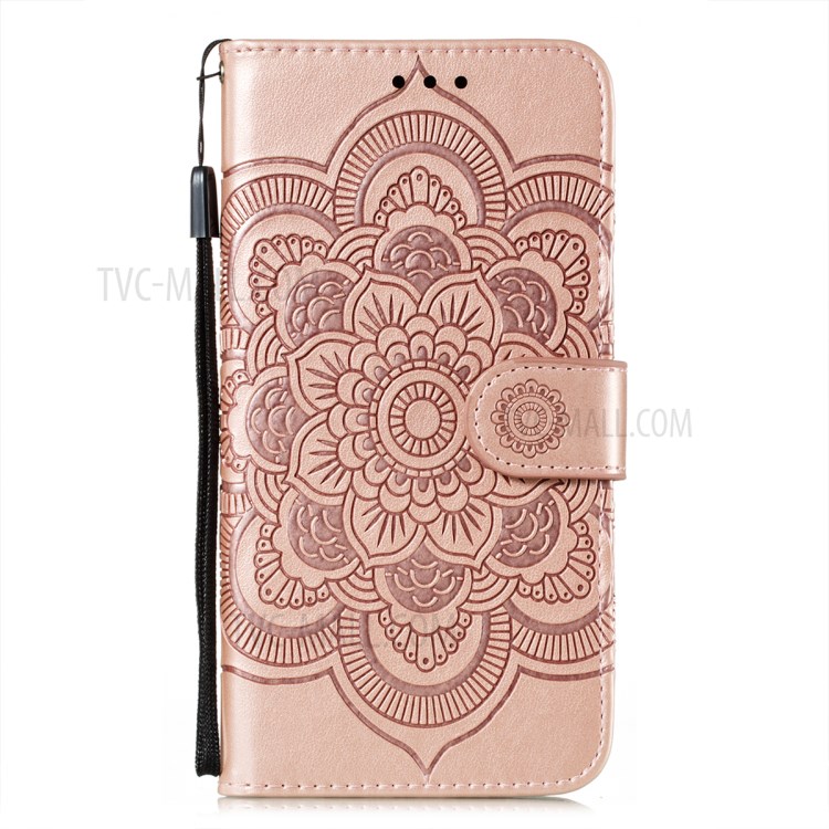 Imprint Mandala Flower Stand Leather Case for Oppo Find X3 Pro / Oppo Find X3 - Rose Gold-2
