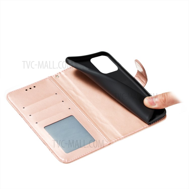 Imprint Mandala Flower Stand Leather Case for Oppo Find X3 Pro / Oppo Find X3 - Rose Gold-7