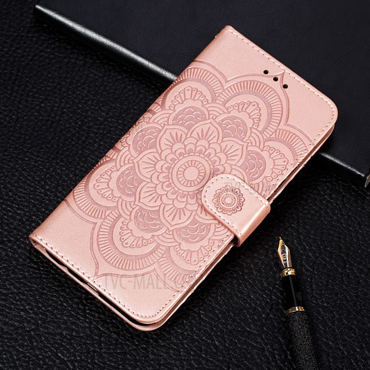 Imprint Mandala Flower Stand Leather Case for Oppo Find X3 Pro / Oppo Find X3 - Rose Gold-8