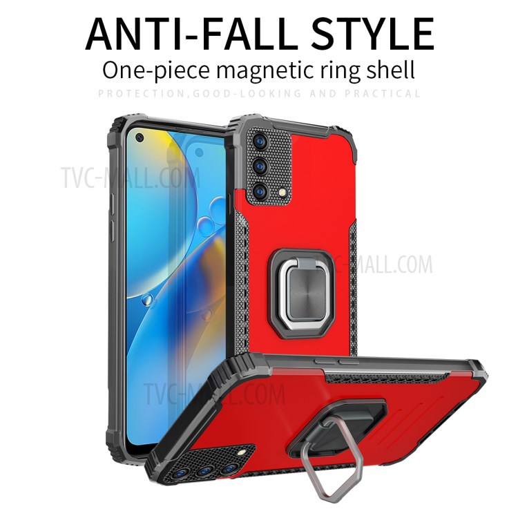 Shockproof Hybrid TPU + PC + Metal Combo Phone Back Case for Oppo A74 4G - Black-2