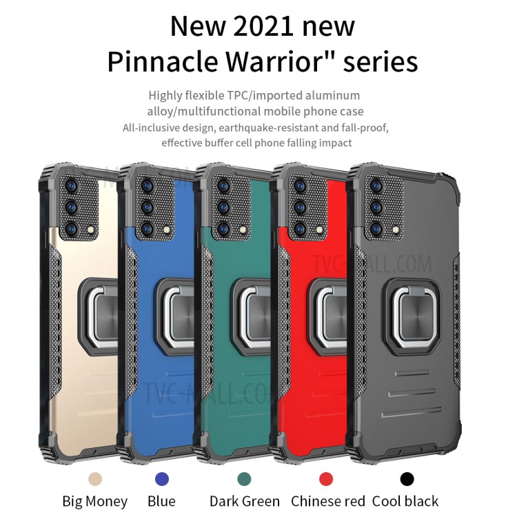 Shockproof Hybrid TPU + PC + Metal Combo Phone Back Case for Oppo A74 4G - Black-8