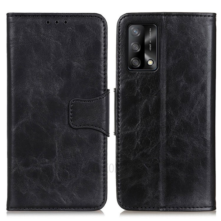Crazy Horse Wallet Leather Stand Case for OPPO A74 4G/F19 - Black-1