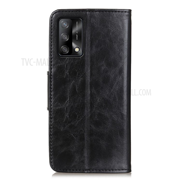 Crazy Horse Wallet Leather Stand Case for OPPO A74 4G/F19 - Black-11
