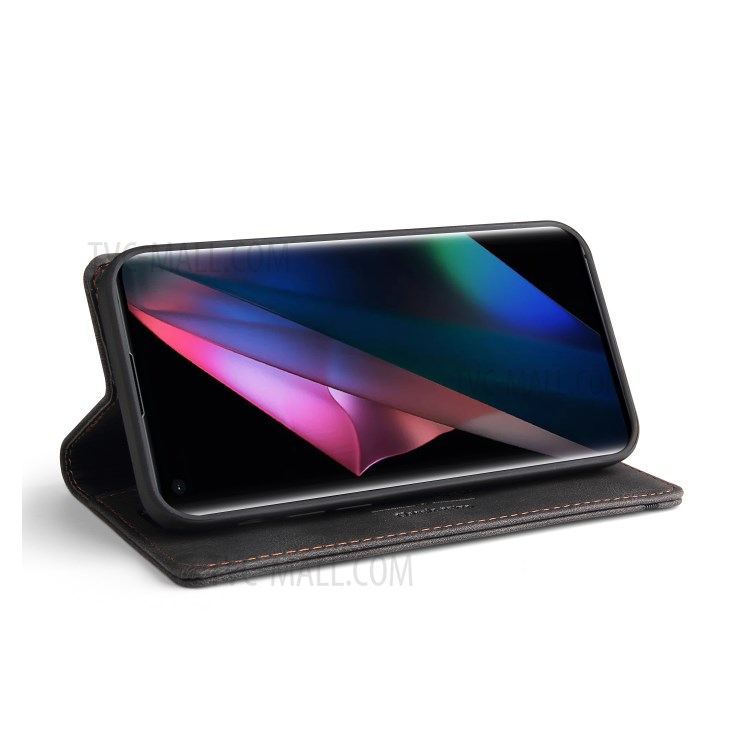 GQ.UTROBE Auto- absorbed Quality Leather Phone Shell Case with Anti-theft Swiping Design for Oppo Find X3 Pro / Oppo Find X3 - Black-3