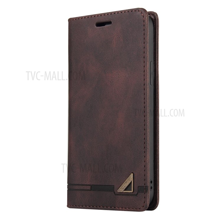 GQ.UTROBE Auto- absorbed Quality Leather Phone Shell Case with Anti-theft Swiping Design for Oppo A94 / Oppo F19 Pro - Coffee-8