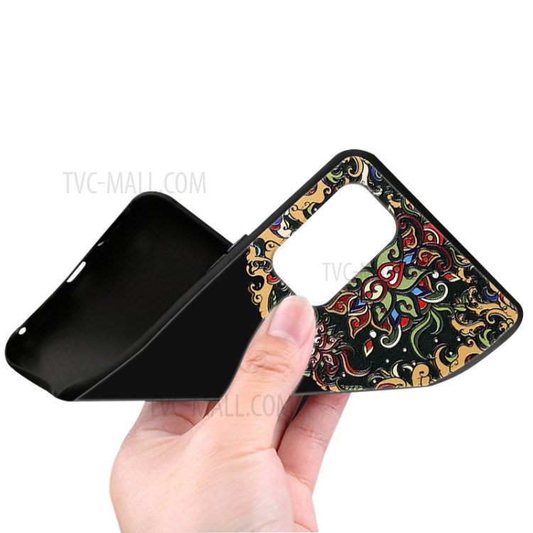 Embossed Pattern Printing TPU Phone Cover for Oppo A74 5G - Black Cat-2