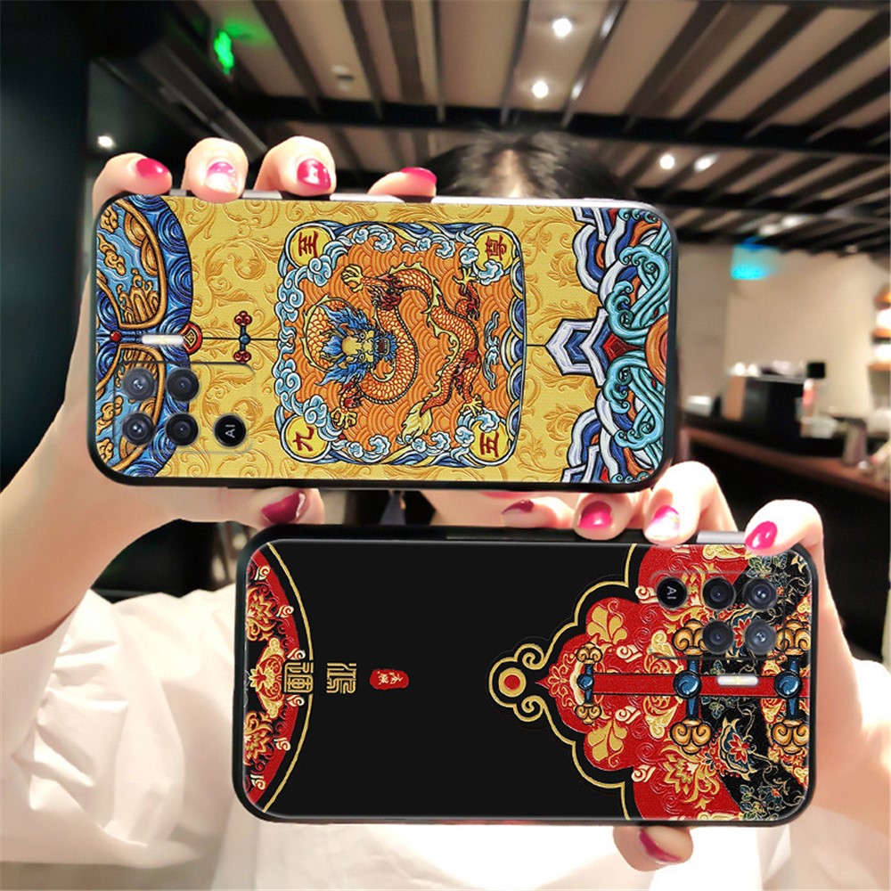 Well-Protected Embossed Pattern Printing TPU Phone Cover for Oppo A94 - Black Cat-4