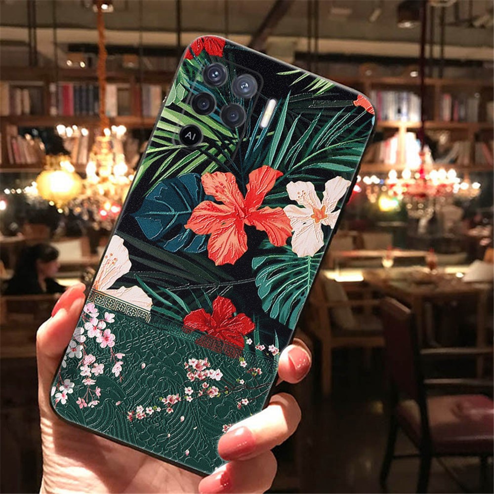 Well-Protected Embossed Pattern Printing TPU Phone Cover for Oppo A94 - Black Cat-5