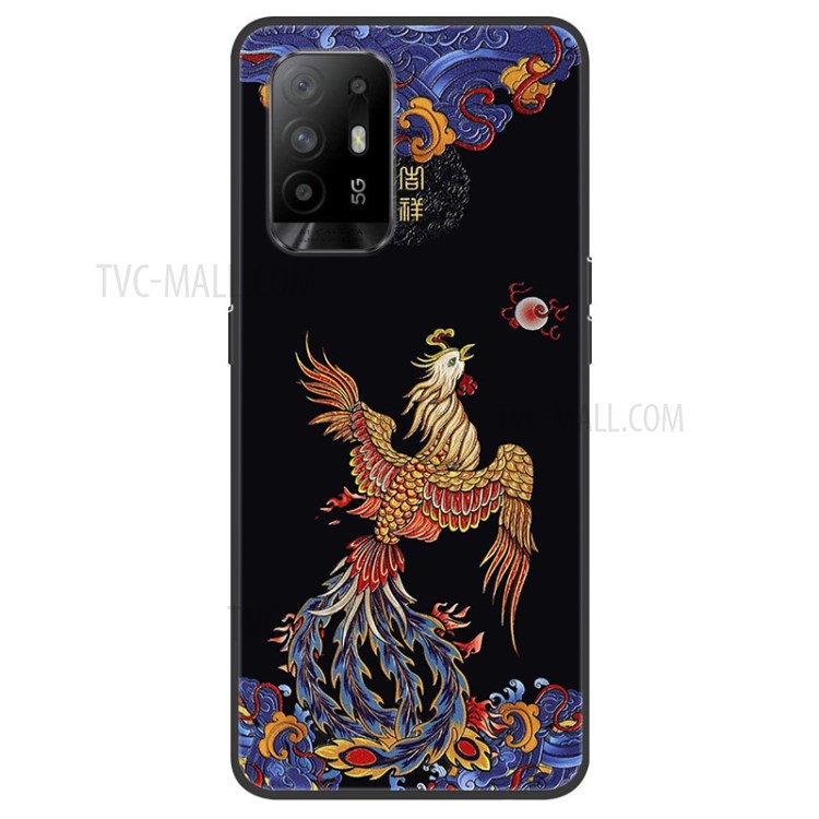 Well-Protected Stylish Pattern Printing Embossed TPU Phone Cover for Oppo A94/F19 Pro+ 5G - Phoenix and Pearl-1