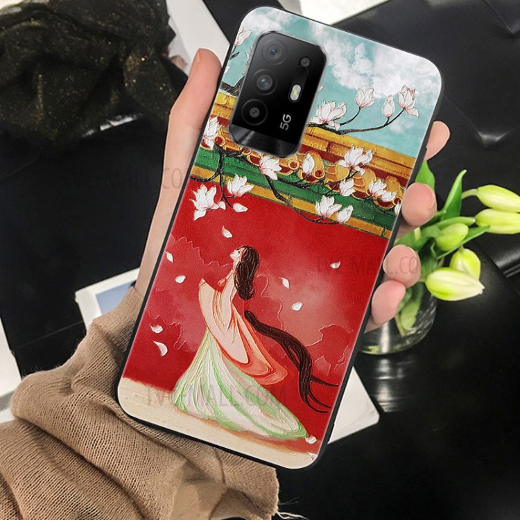 Well-Protected Stylish Pattern Printing Embossed TPU Phone Cover for Oppo A94/F19 Pro+ 5G - Phoenix and Pearl-4